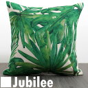 クッションカバー Cushion Cover 北欧デザイン 45×45cmリネン 天然の麻で出来たハンドメイド グリーンリーフ アップクローズ プレゼント ギフ...