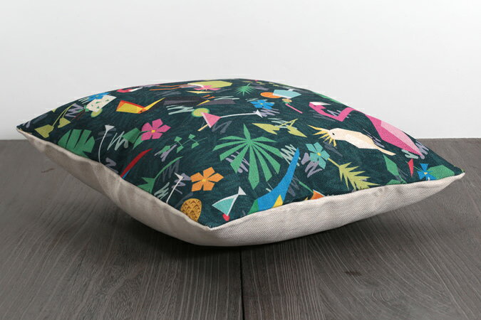 SALE セール クッションカバー Cushion Cover 北欧デザイン 45×45cmリネン 天然の麻で出来たハンドメイド トロピカルバード プレゼント ギフト 新生活 新居 引越し祝い 新築 子供 家 おうち おしゃれ