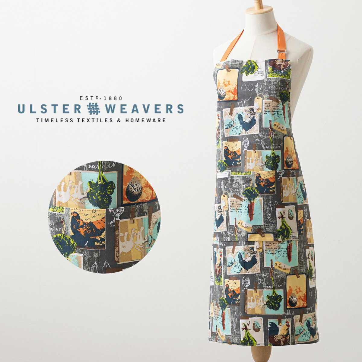 アルスターウィーバーズ エプロン 【エプロン アルスターウィーバーズ Ulster Weavers 】 アルスター Apron コットン レディース 前掛け コットンチョークボードチキン ニワトリ アニマル フリーサイズ プレゼント ギフト 新生活 引越し祝い 子供 家 おうち 在宅