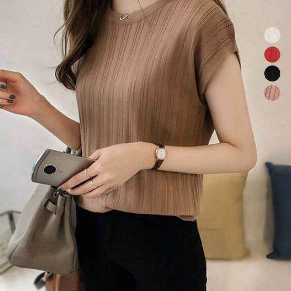 【予約販売】シャツ レディース ノースリーブ 丸首 カッターシャツ スリムシャツ 無地 冷房対策 散歩 薄手 通気性 トップス カジュアル レディースファッション スウェット キレイめ 春 夏 秋 メール便