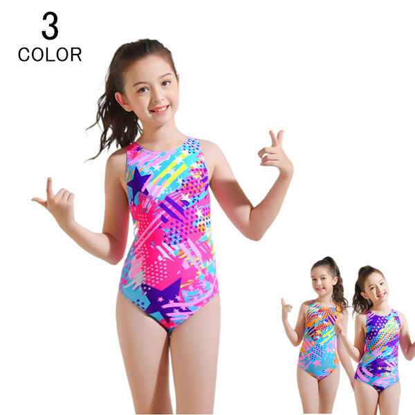 【予約販売】水着 子供 女の子 可愛い 体型カバー キッズ水着 子供水着 スクール水着 競泳水着 競技水着 練習用 ジュニア フィットネス タンキニ 星柄 スイ...