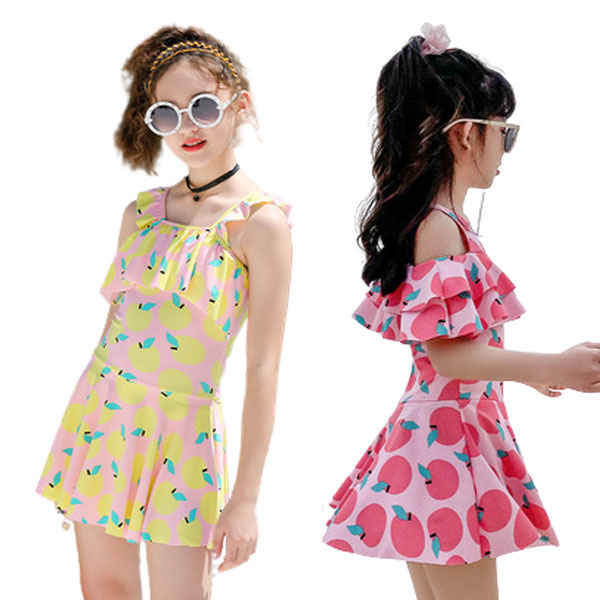 【予約販売】水着 子供 女の子 可愛い 体型カバー キッズ水着 子供水着 ジュニア ワンピース リンゴ スイムウエア 女児 水遊び 海 ビーチ プール 小学校 ...