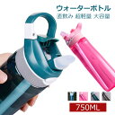 ウォーターボトル 水筒 ジム 750ml ストロー 直飲み 携帯便利 ジム スポーツ水筒 ハングバックル付き 水分補給 クリア ボトル 洗いやすい 軽い 飲みや...