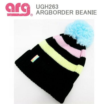 asics ARG ARGBORDER BEANIE ボーダー UGH263 レディース ニット帽 ビーニー ボンボン スノーボード スキーウェア 型落ち 旧モデル