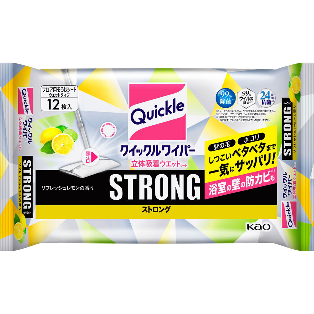 クイックル立体吸着ウエットストロングレモン12枚▲B2