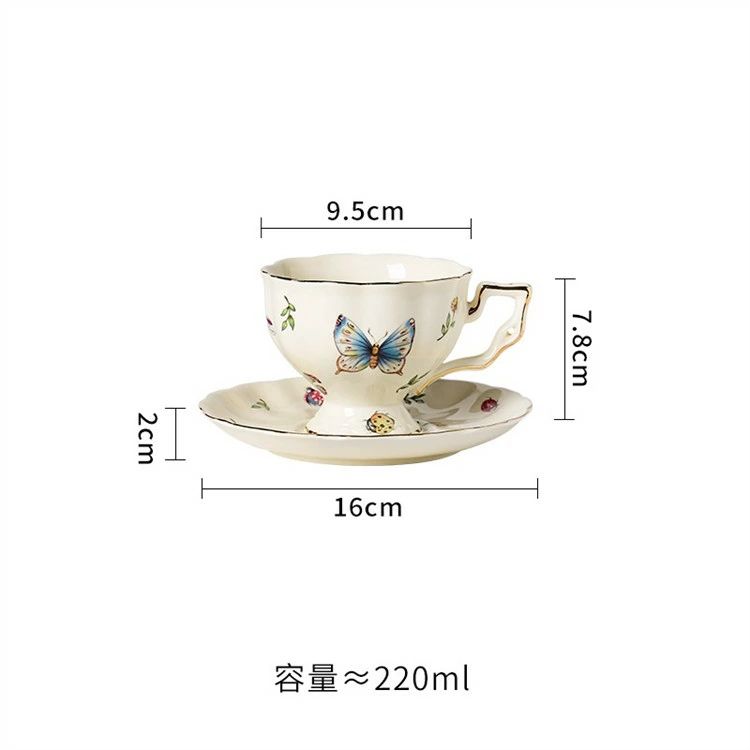 ポット セット おしゃれ　蝶柄　花柄　コーヒーポット コーヒーカップ 3点セット　...