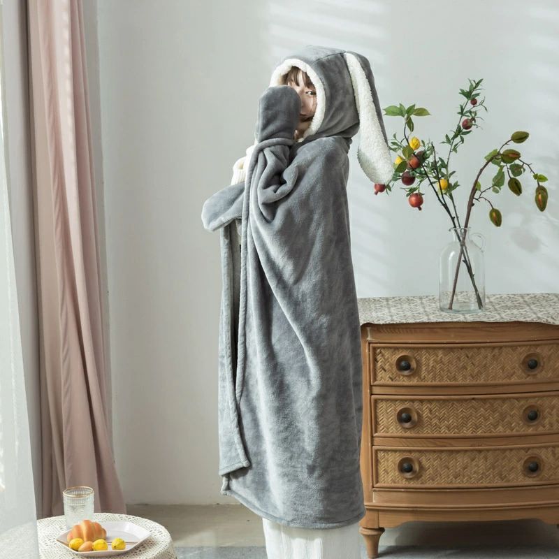 着る毛布 レディース ブランケット 着る毛布 かわいい フード付き ハート ボタン付...