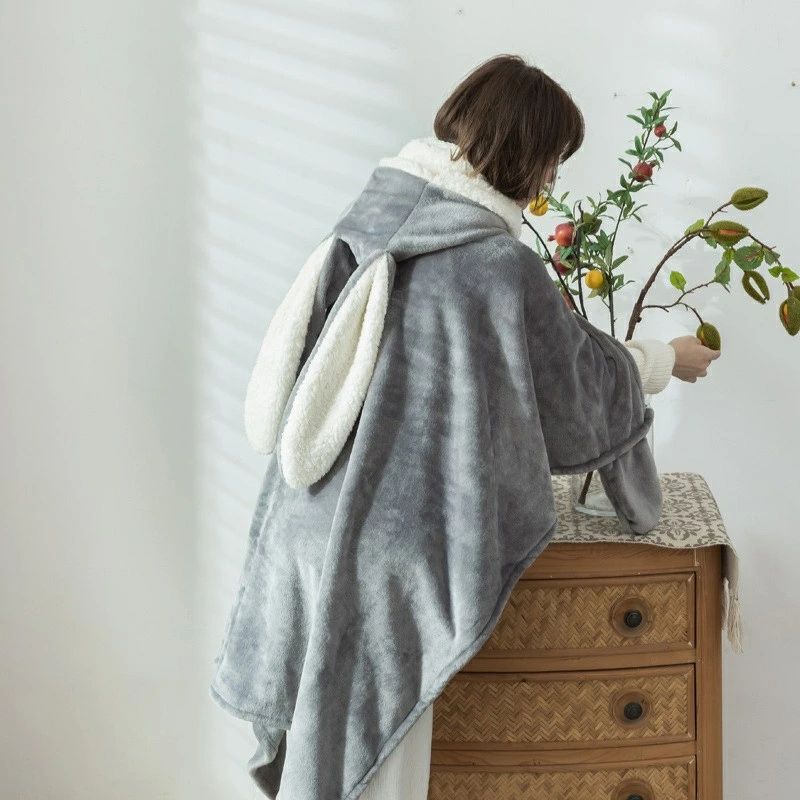 着る毛布 レディース ブランケット 着る毛布 かわいい フード付き ハート ボタン付...