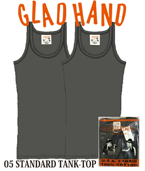 Rakuten - GLADHAND【GLAD HAND】【GH-05】スタンダードタンクトップ 2枚組 黒色【STANDARD TANK_TOP】【パックT】【リブ】05