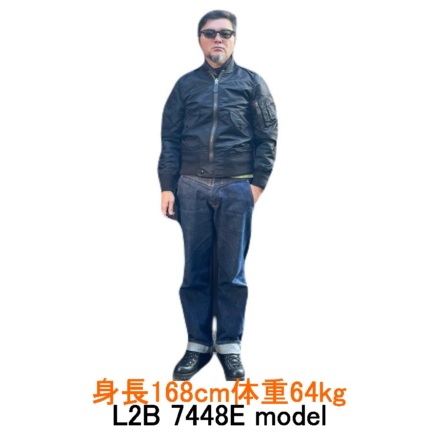 Rakuten - W.D.MILITARYS L2B　7448Bモデル　リバーシブル　フライトジャケット オールブラック×レスキューオレンジ　Sサイズのみ