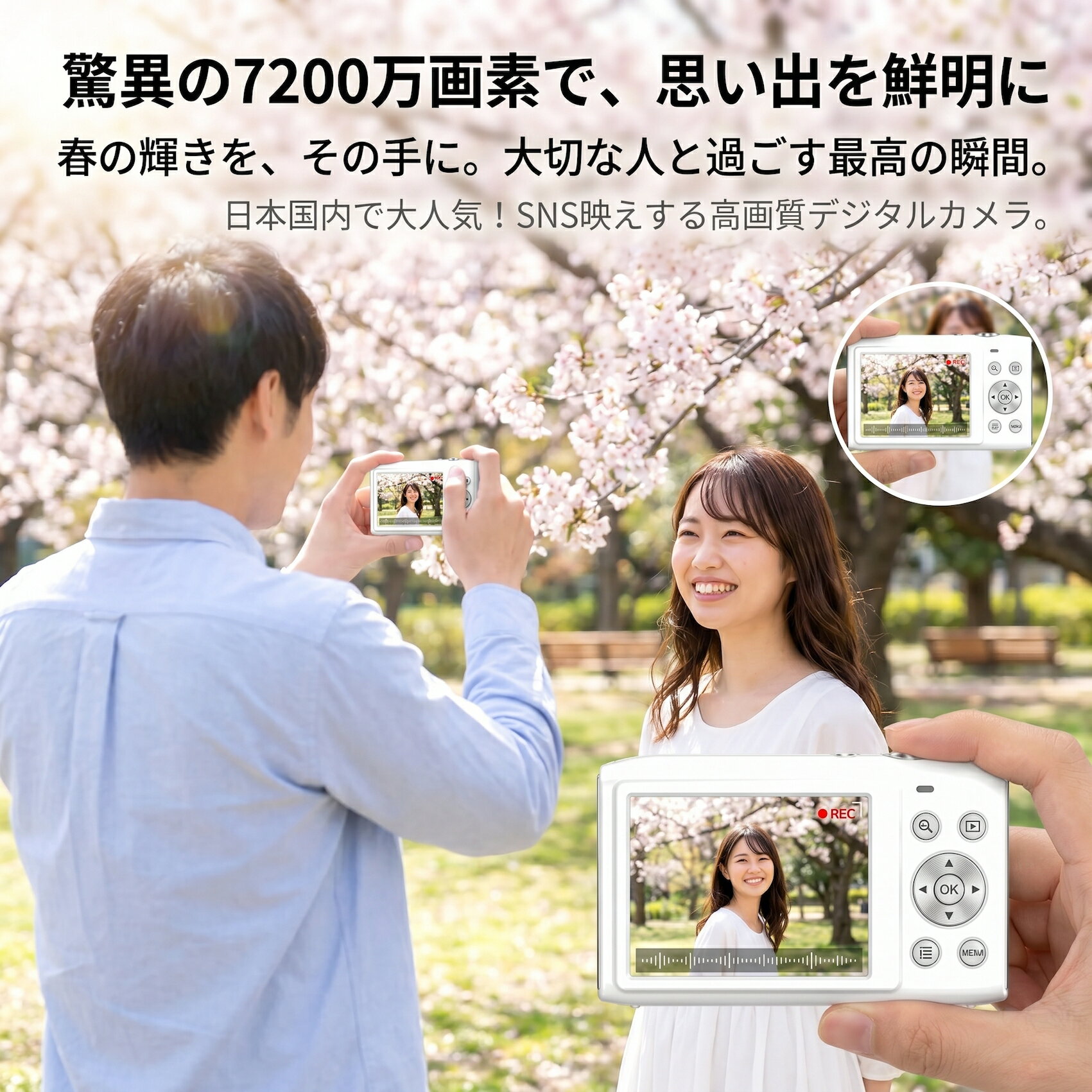 7200万画素 デジタルカメラ 5K動画撮影 高画質 CCDセンサー搭載 16倍デジタルズー...