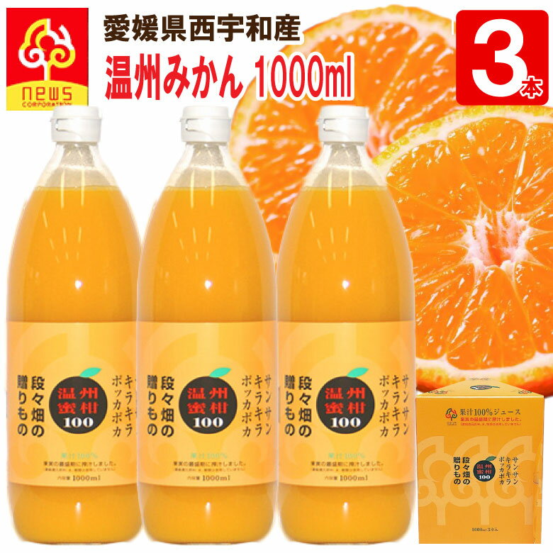 【送料無料】みかんジュース ストレート温州みかん 1000ml 3本 愛媛 国産 無添加 果汁100% みかん しぼり オレンジ 愛媛みかん 柑橘 南の果樹園ニ...