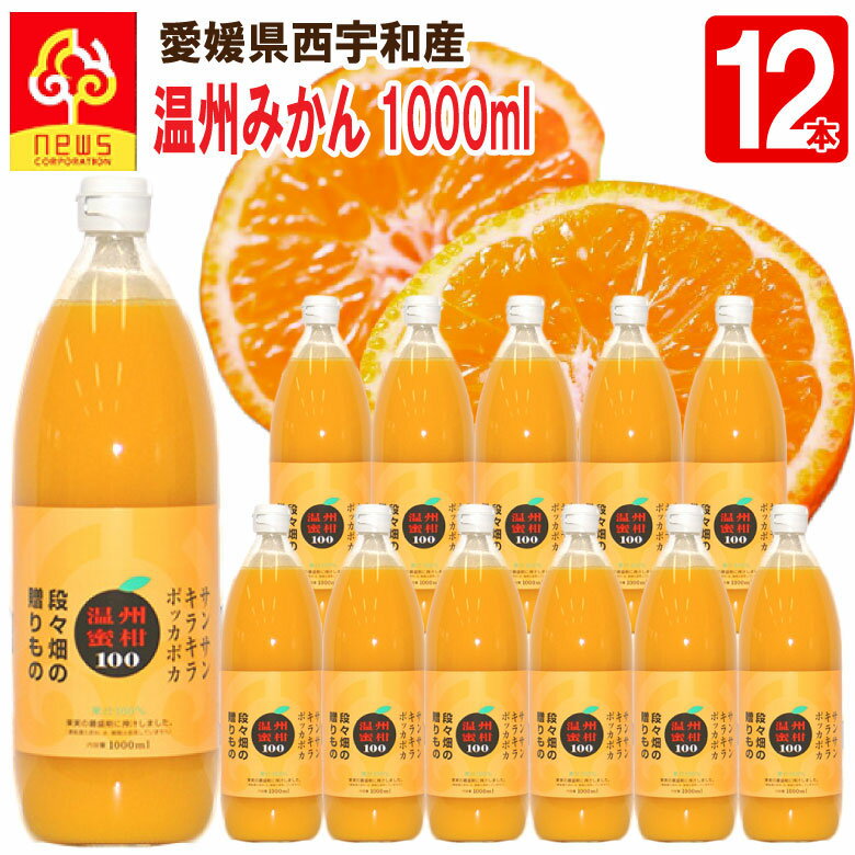 【送料無料】みかんジュース ストレート 温州みかん 1000ml 12本 愛媛 国産 無添加 果汁100% みかん しぼり オレンジ 愛媛みかん 柑橘 南の果樹園ニュウズ ジュース 贈答用 無添加 結婚 内祝 お返し 出産内祝い お取り寄せ ジュース ギフト みかん ストレート えひめみかん