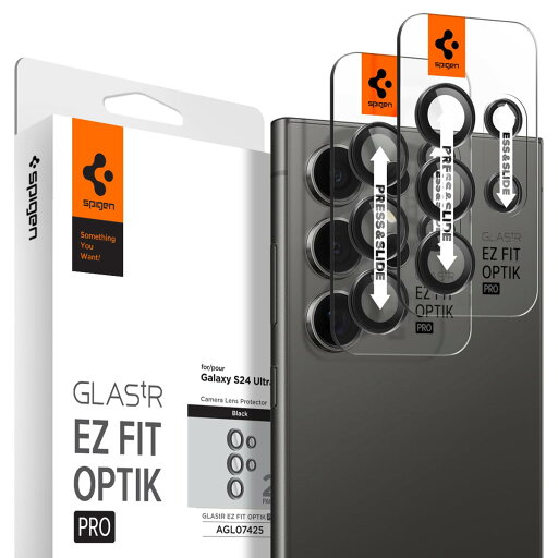 Spigen Galaxy S24 Ultra カメラ保護フィルム ブラック 2セット 貼り付けキット付き 高透過率 硬度9H 耐衝撃 ギャラクシー S24 Ultra 対応 レンズ保護フィルムEZ Fit Optik Pro Spigen Galaxy S24 Ultra カメラ保護フィルム ブラック 2セット 貼り付けキット付き 高透過率 硬度9H 耐衝撃 ギャラクシー S24 Ultra 対応 レンズ保護フィルムEZ Fit Optik Pro