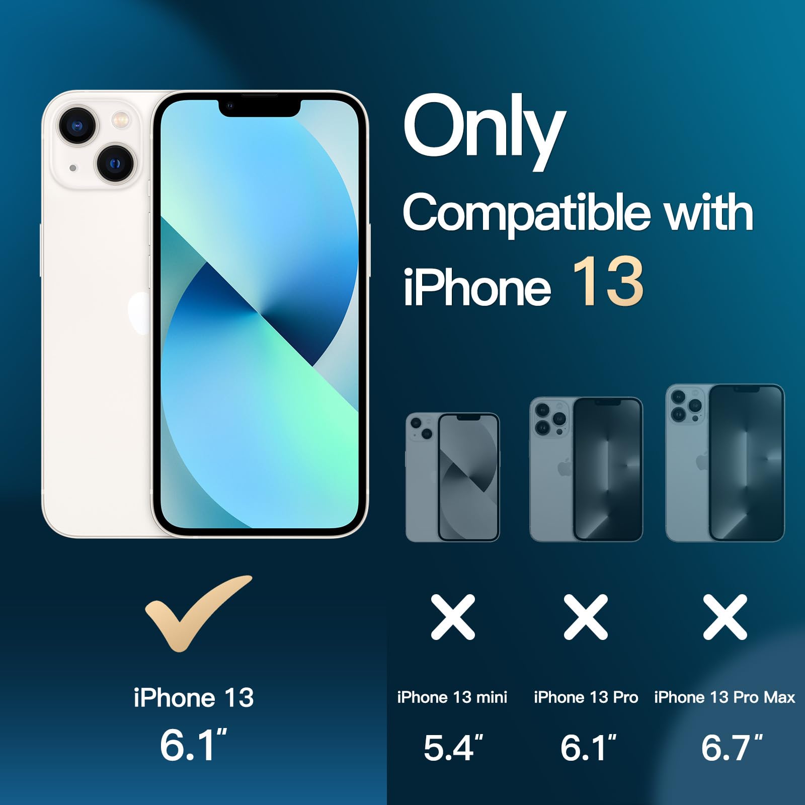 JETech 3 in 1 iPhone 13 6.1 インチ用 ケース 2枚強化ガラスフィルム付き 黄ばまない 耐衝撃バンパー スマホカバー (クリア)