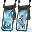 SYNCWIRE スマホ 防水 ケース【小物収納ポケット付き】【2個セット】ダブルスペース すまほ ぼうすい バッグ カバー ポーチ 顔認証 水中撮影 通話 タッチ快適 首かけ iPhone 15 14 13 12 Pro Max XR X SE 8 Samsung Xperia androidなど8.5インチ以下対応