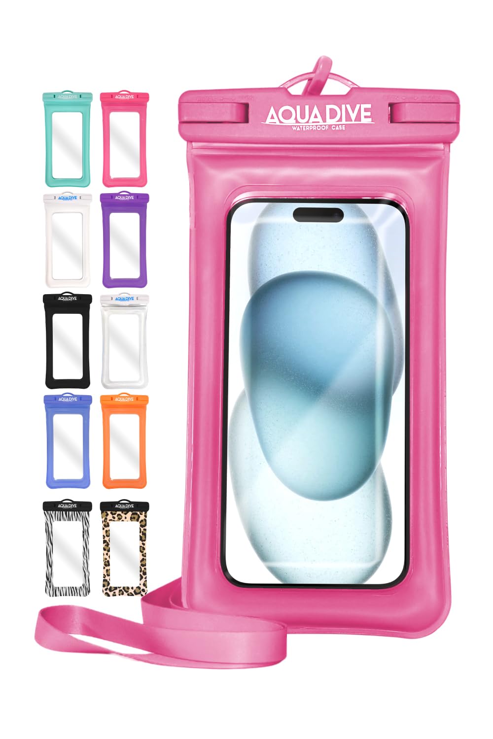 シズカウィル AQUADIVE アクアダイブ スマホ 防水ケース iphone対応 android対応 スマホケース スマホ保護 6.8インチ対応 防水スマホケース 水中 撮影 完全防水 Face ID対応 エアあり 1個入り ピンク
