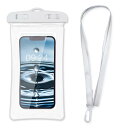 防水 スマホケース 【ホワイト 水に浮くタイプ】 白 スマホ 防水ケース 携帯 海 プール お風呂 ネックストラップ きらきらぷんぷん丸 SCP-024(2)