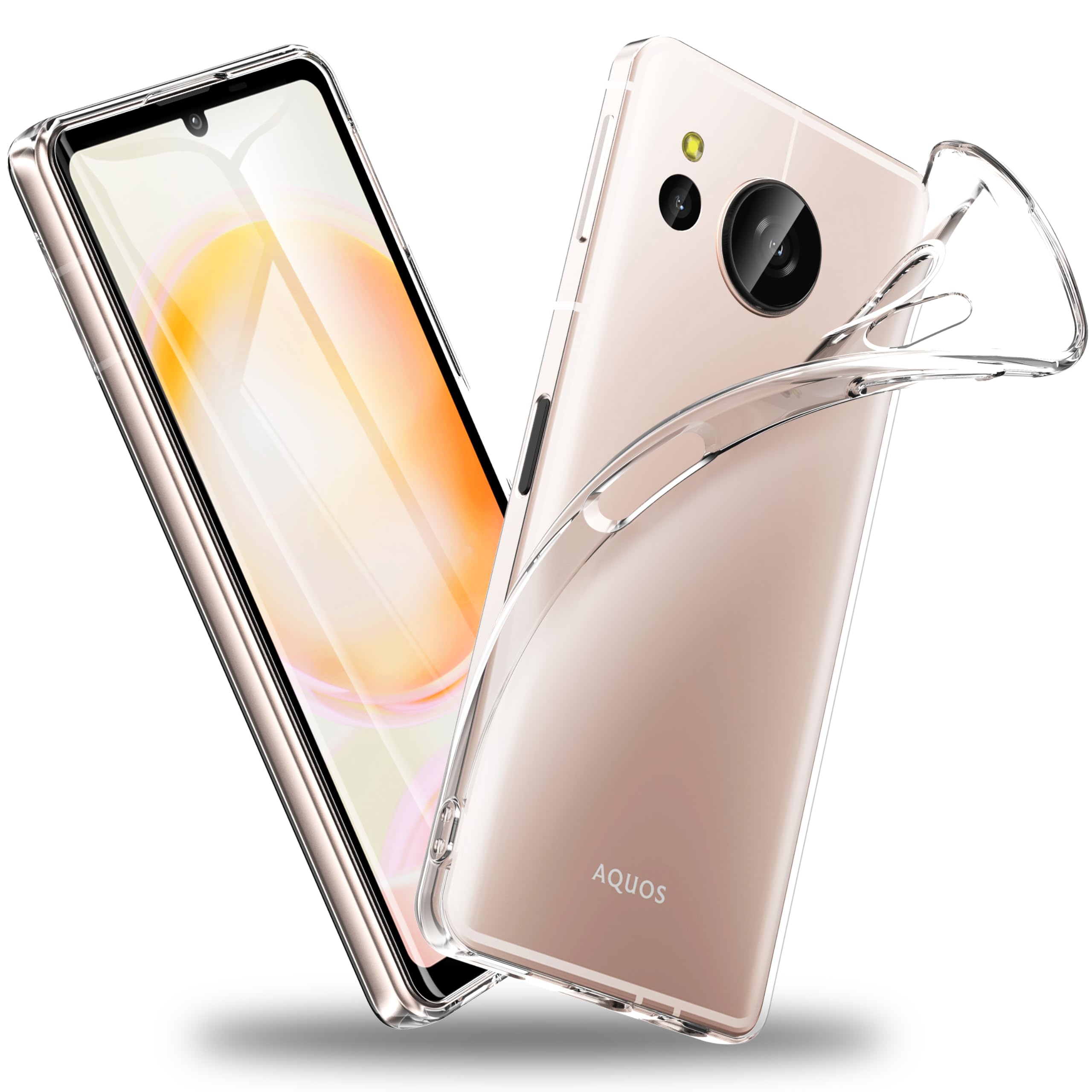 AQUOS sense8 用 ケース クリア 薄型 SH-54D | SHG11 ドイツバイエル製TPU素材 超耐衝撃 全透明 黄変防止 レンズ保護 指紋防止 ストラップホール付き アクオスセン8 用カバー クリスタル・クリアのサムネイル