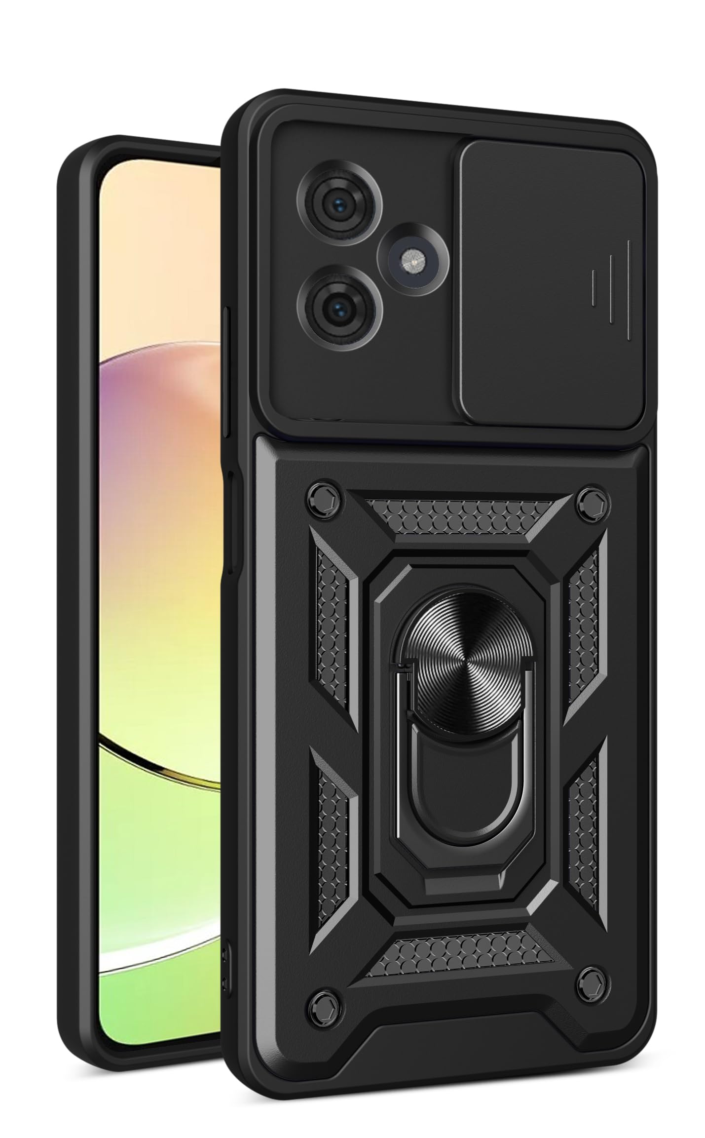 樂天商城 - moto g64 5G ケース『AFINER』新型 TPU+PC カバー リング 360度回転 スタンド機能 車載ホルダー対応 レンズ保護 moto g64 5G 専用 耐衝撃 衝撃吸収 指紋防止 擦り傷防止 着脱簡単 （ブラック）