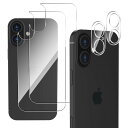 For iphone 16 背面フィルム(2枚)+カメラフィルム(2枚) ガラスフィルム アイフォン16 保護フィルム 強化ガラス 旭硝子製 9H 耐衝撃 高透過率 指紋防止 防水 気泡ゼロ 対応 iphone 16 ガラスフィ