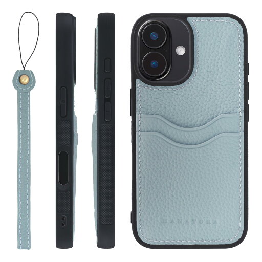 HANATORA iPhone16 ケース 本革 耐衝撃 バンパー型 スマホケース スマホ ストラップ 付き シュリンクレザー ギフト ブルーグレー CPGGZ-16-BlueGray HANATORA iPhone16 ケース 本革 耐衝撃 バンパー型 スマホケース スマホ ストラップ 付き シュリンクレザー ギフト ブルーグレー CPGGZ-16-BlueGray