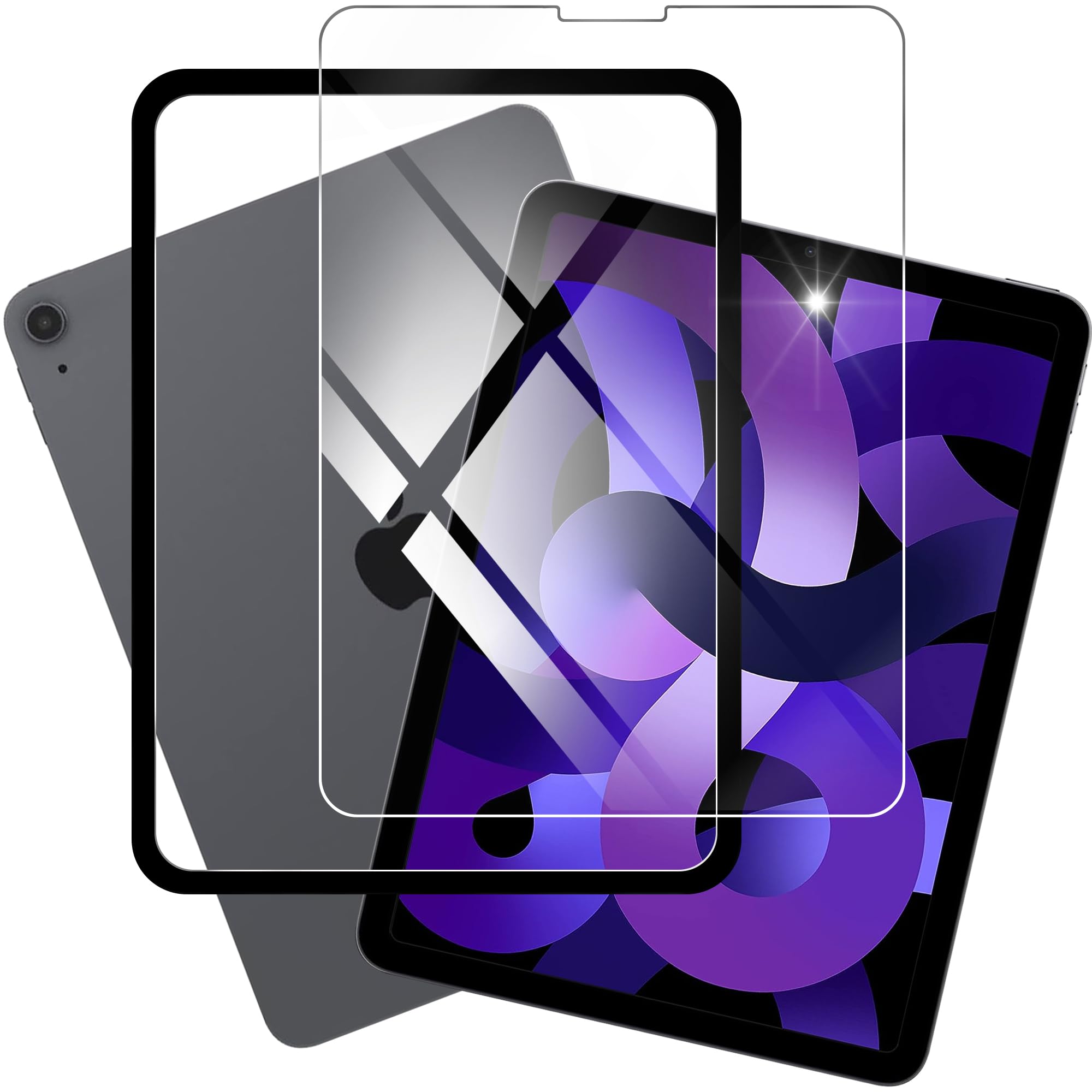 houge 【 タブレット用保護フィルム 】 iPad Air ( 第5世代 2022年 / 第4世代 2020年 ) 10.9インチ 用の ガラスフィルム iPad Pro 11 インチ M2 2022 / iPad Pro 11 (M4)インチ 2024 用 ガイド枠付き 強化ガラス タブ