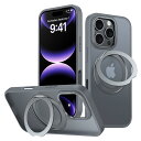 iPhone 16 Pro Max 用 ケース Magsafe対応 ワイヤレス充電 360°回転スタンド 縦横両対応 Gunwon スマホケース iphone16 Pro Max 用 米軍規格 耐衝撃 半透明 マット感 マグセーフ 防指紋 リング マグネット搭(2)