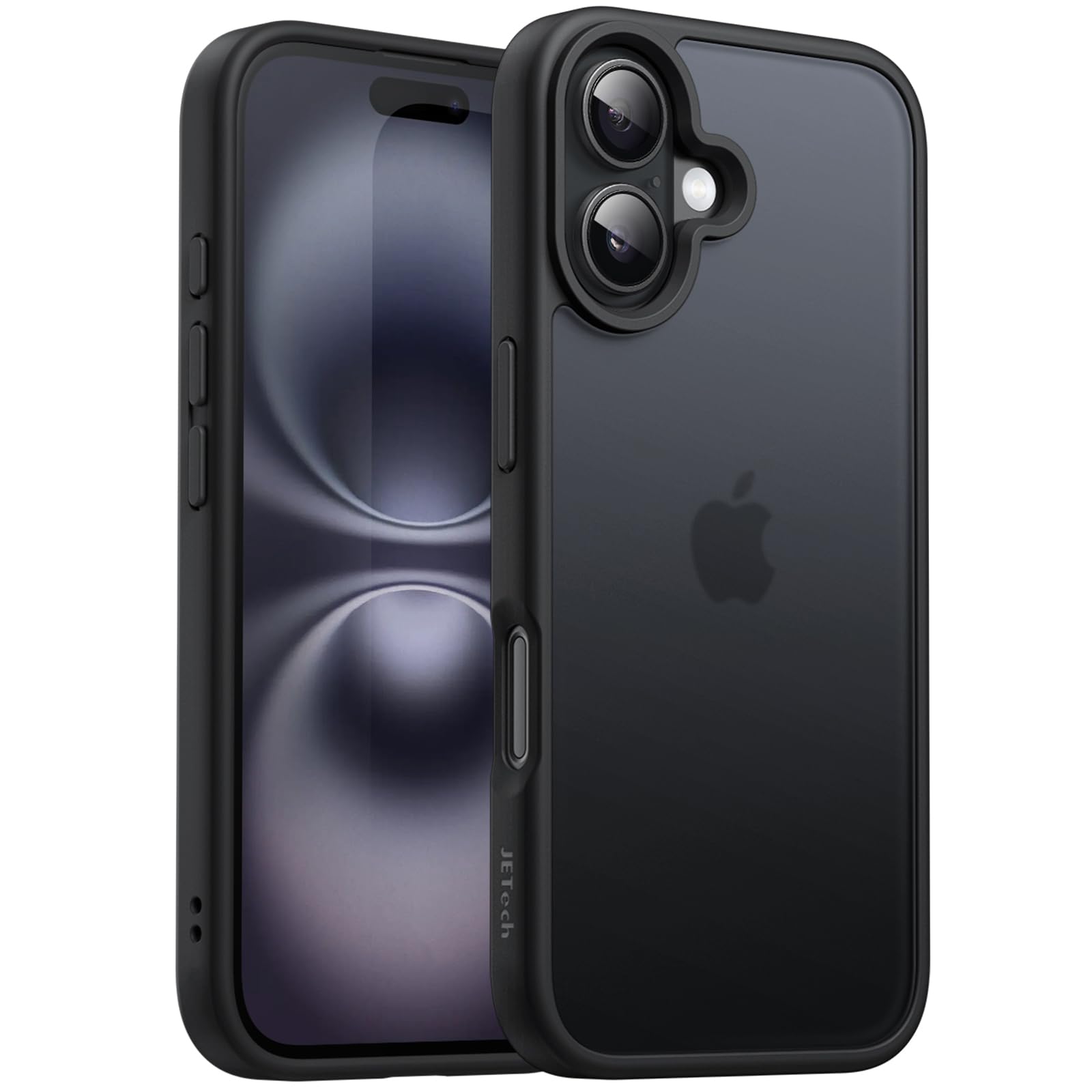 樂天商城 - JETech iPhone 16 Plus 6.7インチ用 マットケース 耐衝撃性ミリタリーグレードの落下保護 つや消しの半透明背面 スマホカバー 指紋防止 (ブラック)