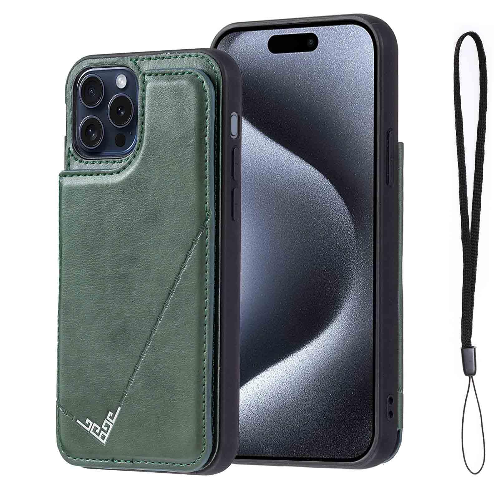 【OULO】iPhone 16 PRO 6.3 inch 用 ケース ケース 手帳型 カード収納 スマホケース（ダルグリーン）アップル アイフォン16プロ 6.3インチ 耐衝撃 軽量 薄い 背面 IC カード入れ カバ― 財布型 カバー