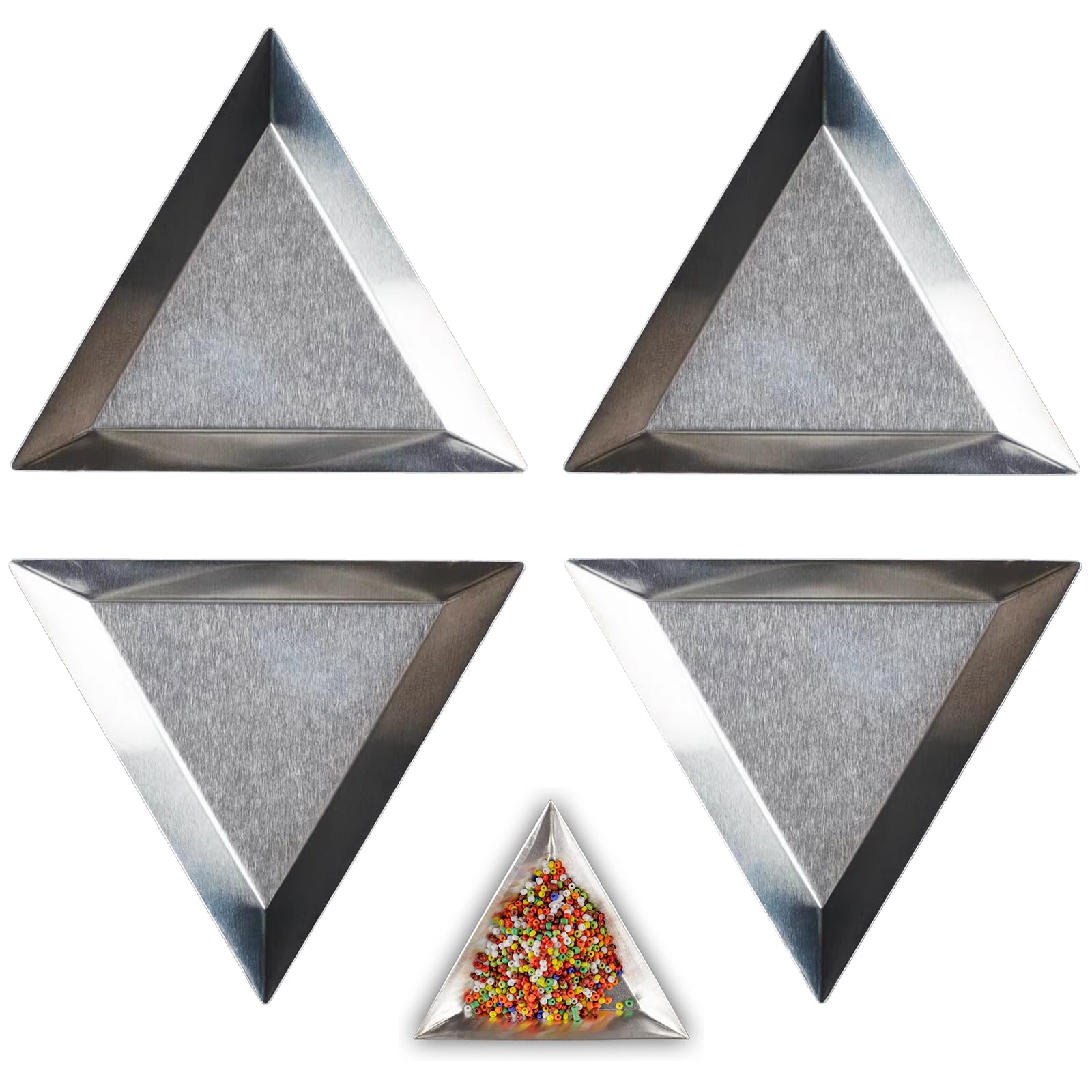 MAEXUS 三角仕分けトレイ ビーズトレー【4個パック】 ビーズ仕分けトレイ三角形 アルミニウム ネイルアートプレート DIY アートクラフト ジュエリープロジェクト用