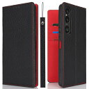 Havaya Xperia 1 VI ケース エクスペリア1 vi ケース Xperia 1 VI カバー 本革 手帳型 ストラップ docomo SOG13 SONY ソニー 第六世代 au 耐衝撃 カバー SoftBank カード収納 スタンド機能 レザー-ブラ