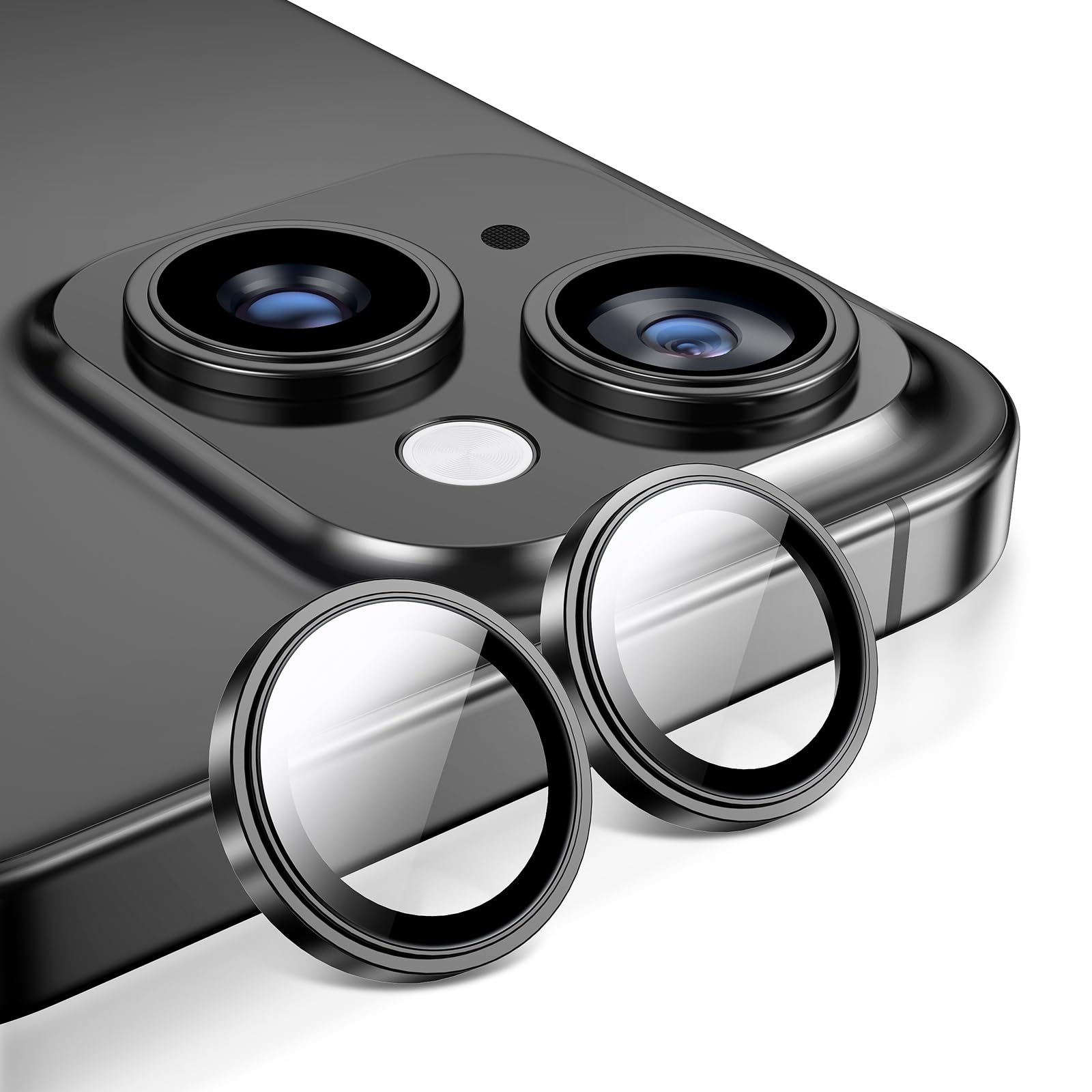 【ガイド枠一体化】MAGIC JOHN いPhone13/13mini カメラ保護フィルム 黒縁取り オープナー付き 簡単装着 いPhone13mini カメラレンズカバー 露出オーバー防止 航空用アルミ合金 防塵 iPhone13/13mini カメ