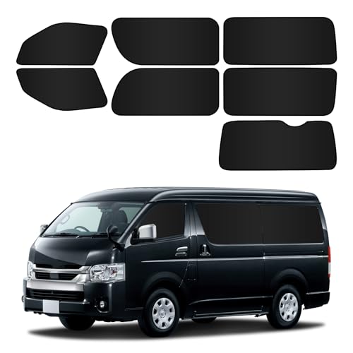 BLUESEATEC トヨタ ハイエース 200系 標準ボディ 遮光 カーテン マグネット H16.8-現行 着脱簡単 車種専用設計 車中泊 日除け 収納袋付き 7枚セット