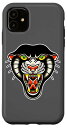 iPhone 11 Panther Head トラディショナル タトゥー フラッシュ スマホケース