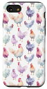 iPhone SE (2020) / 7 / 8 鶏の柄 ヴィンテージ 水彩 農場 動物 鶏好き スマホケース