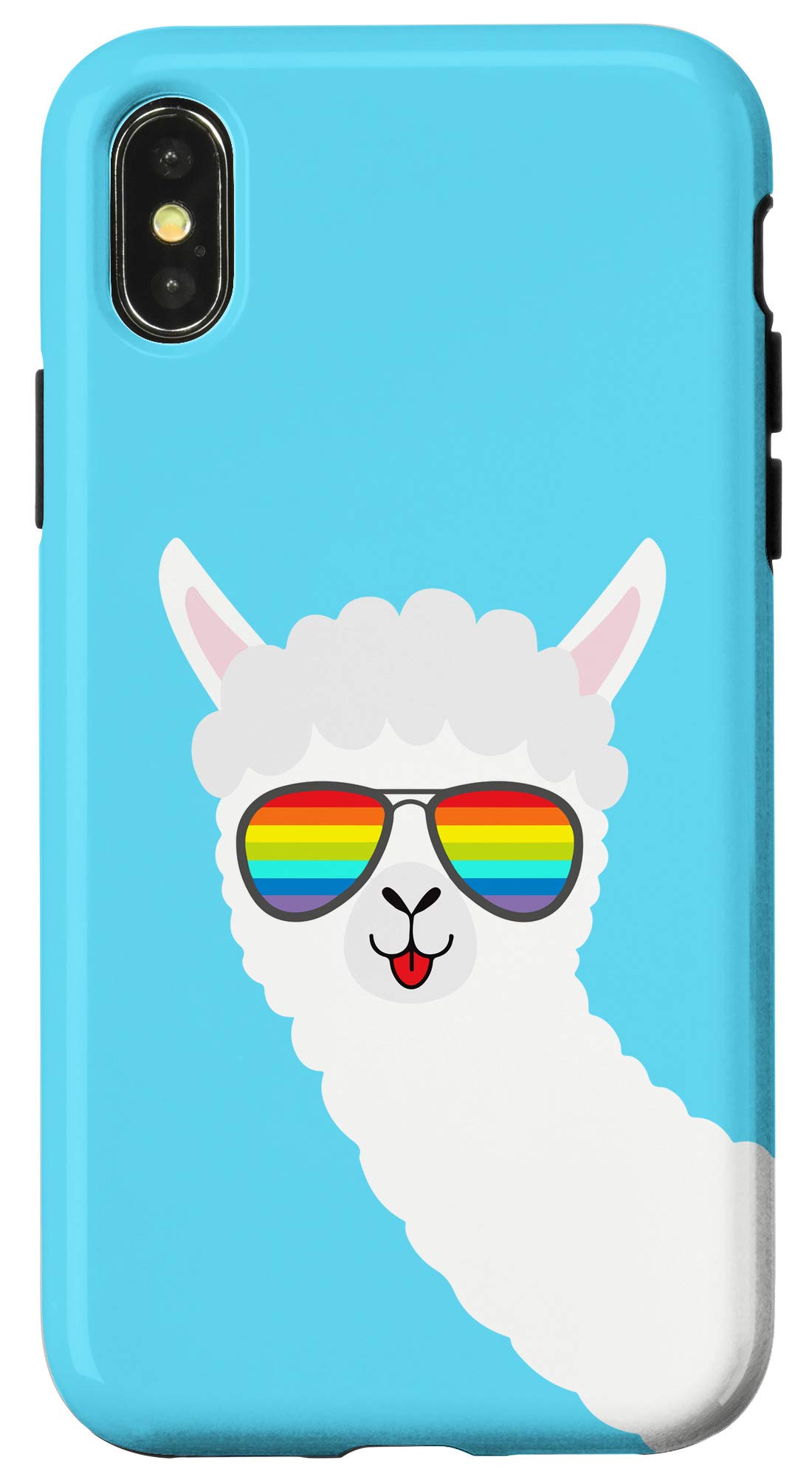 iPhone X/XS Funny LGBT ゲイプライド ラマ レインボーフラッグ サングラス アルパカ スマホケース