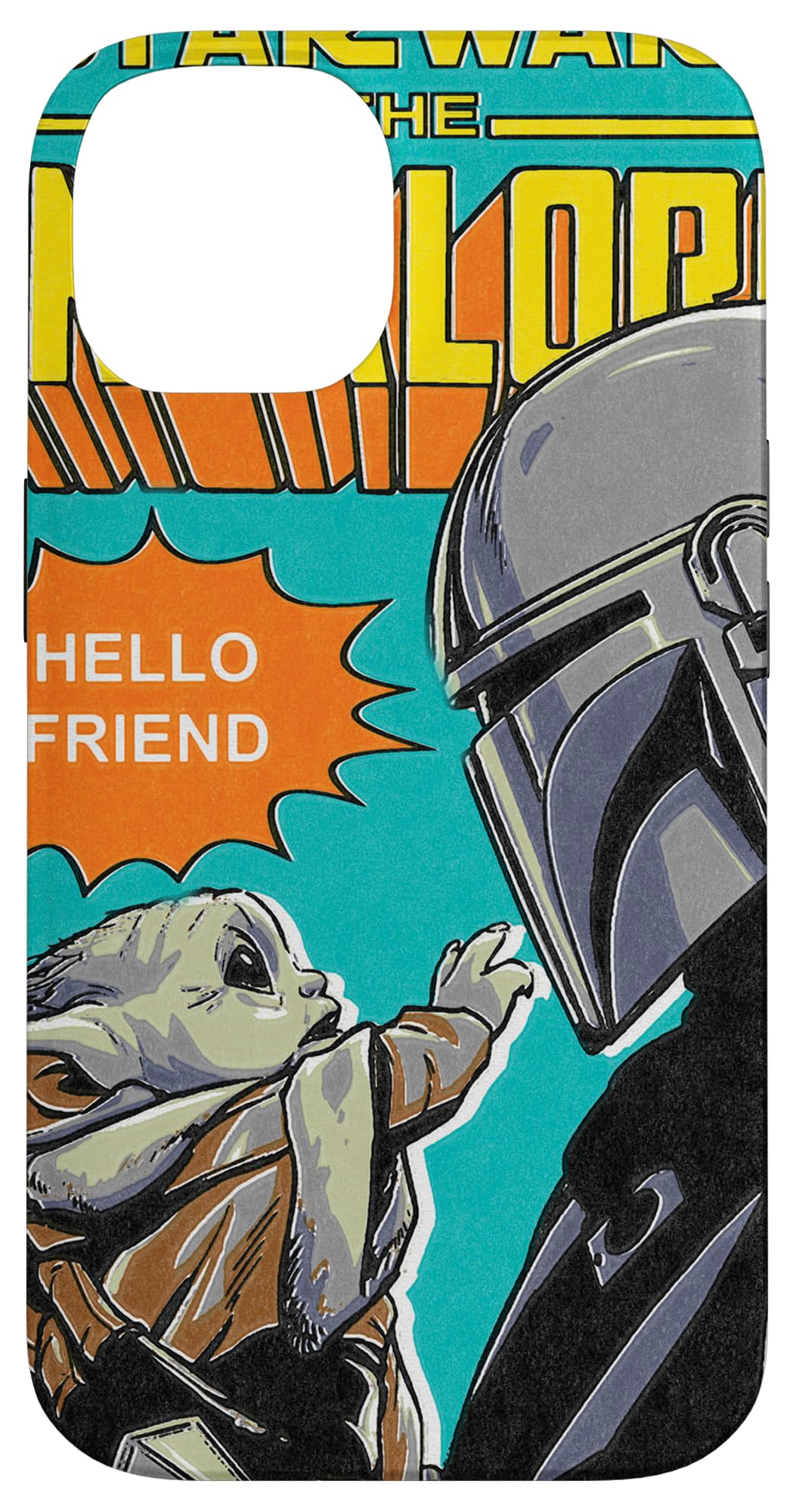 iPhone 14 スター・ウォーズ マンダロリアン マンドーと子供 コミックカバー スマホケース