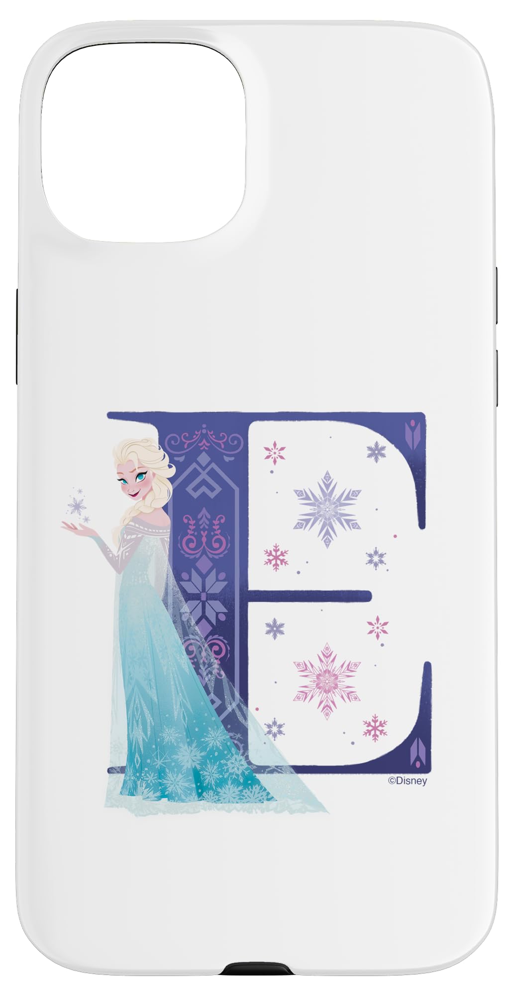 iPhone 15 Plus ディズニー プリンセス　アルファベット モノグラム アナと雪の女王　エルサのE文字 スマホケース