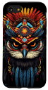 iPhone SE (2020) / 7 / 8 フクロウ ネイティブアメリカン インディアン ヘッドドレス 羽 トライバルアート スマホケース