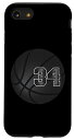 iPhone SE (2020) / 7 / 8 ブラック バスケットボール ナンバー34ボール 選手&スポーツ愛好家向け スマホケース