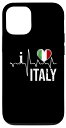 iPhone 14 I Love Italy ハートビートフラッグ イタリアンプライド用 スマホケース