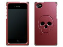 ABEE iPhone4/4S対応ケース アルミジャケット 【ドクロ抜きデザイン】 レッド ショットブラスト MA-4J16-RE