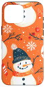 iPhone 16 Pro Max お祝いのオレンジクリスマス雪だるまのパターン スマホケース