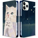 iitrust Galaxy S21 plus 5G ケース 手帳型 ギャラクシー S21 plus 5G カバー スマホケース 合皮レザー カードホルダー おしゃれ かわいい 耐衝撃 花柄 人気 純正 蝶を眺めている猫 シンプル アニマル(2)