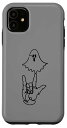 iPhone 11 ASL I Love You ghost ハロウィン 手話 連続線 スマホケース
