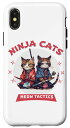 iPhone X/XS アニメ 忍者 猫 ニャー カップル メインクーン サムライ カタナ スマホケース