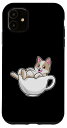 iPhone 11 ネコ お茶 カップ スマホケース