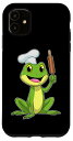 iPhone 11 蛙 ベイカー シェフの帽子 麺棒 スマホケース