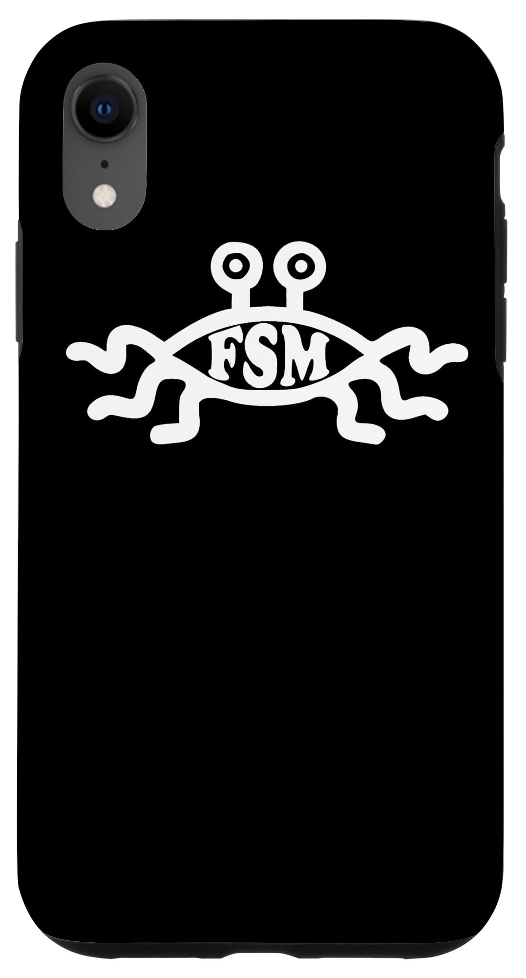iPhone XR FSM。空飛ぶスパゲッティモンスター。白いロゴ。無神論。贈り物 スマホケース